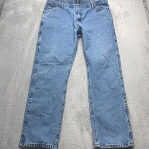 Wrangler 47MWZ Straight Leg Jeans Mens 42x34 Blue Regular Fit Western Cowboy Cut